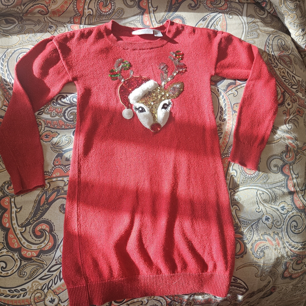 Place Festive Red Reindeer Dress